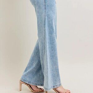 Judy Blue Full Size High Waist Wide Leg Jeans with Skewed Inseam Plus Size